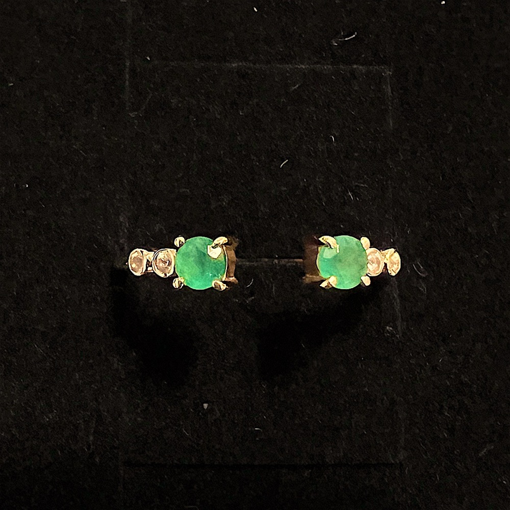 Local Eclectic 14k Emerald and White Sapphire Open Front Band